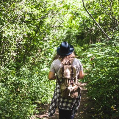hiking in bush